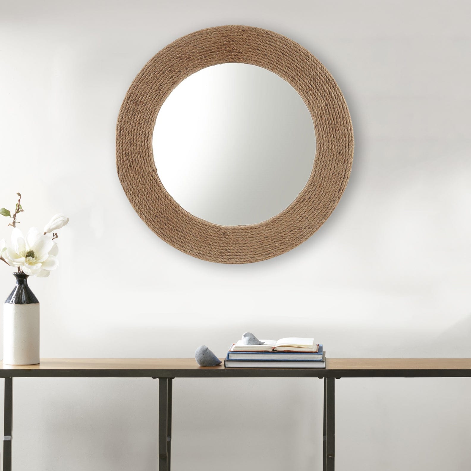 Cove Natural Jute Rope Round Wall Mirror – 26" by Madison Park | Cozy Cove Furniture | B03598875