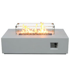 52-Inch Outdoor Concrete Propane Gas Fire Pit Table in Antique White | Cozy Cove Furniture