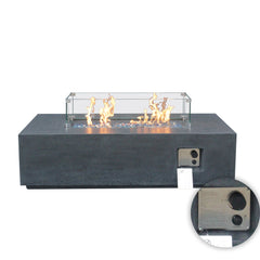 52-Inch Outdoor Concrete Propane Gas Fire Pit Table in Dark Gray | Cozy Cove Furniture
