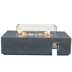 52-Inch Outdoor Concrete Propane Gas Fire Pit Table in Dark Gray | Cozy Cove Furniture