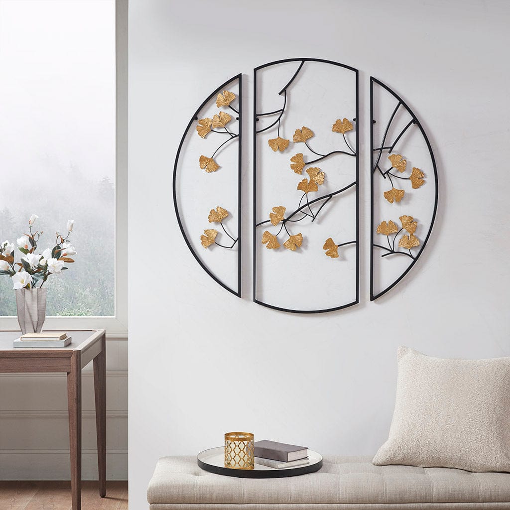 Golden Gingko Leaves 3-Piece Wall Decor Set by Madison Park | B03598790