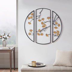 Golden Gingko Leaves 3-Piece Wall Decor Set by Madison Park | B03598790
