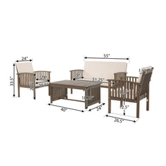 4-Piece Acacia Wood Chat Set with Water-Resistant Cushions | Cozy Cove Furniture