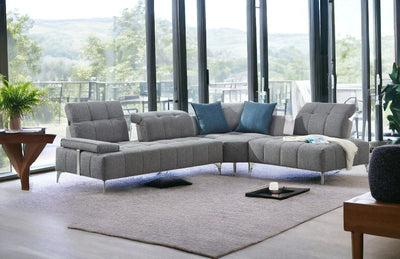 Homeroots Grey Polyester Modular L Shaped Three Piece Corner Sectional 473567