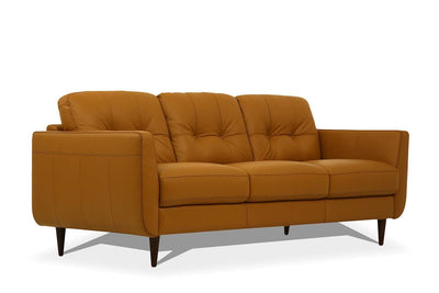 Homeroots Camel Leather And Black Sofa 491283