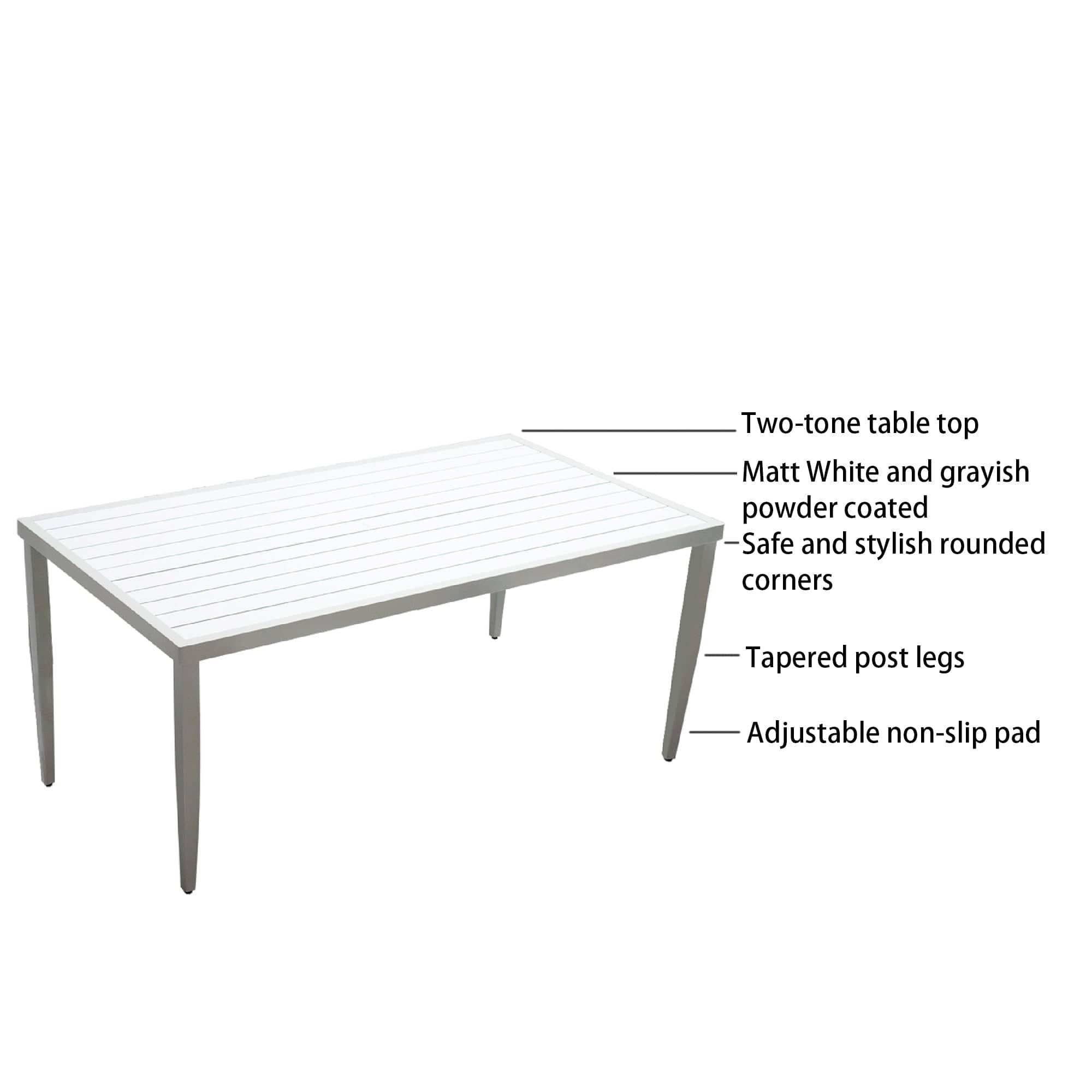 6-Piece Patio Aluminum Dining Set - Child-Safe Design with Durable Sunbrella Cushions & Two-Tone Table | Cozy Cove Furniture