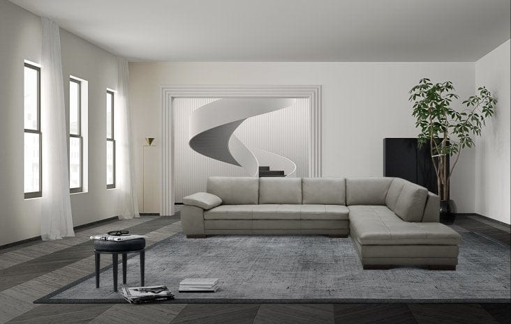 J&M 625 Italian Leather Sectional in Grey 1754431131 - Cozy Cove Furniture