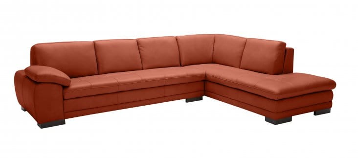 J&M 625 Italian Leather Sectional in Pumpkin 175443111 - Cozy Cove Furniture