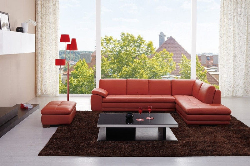 J&M 625 Italian Leather Sectional in Pumpkin 175443111