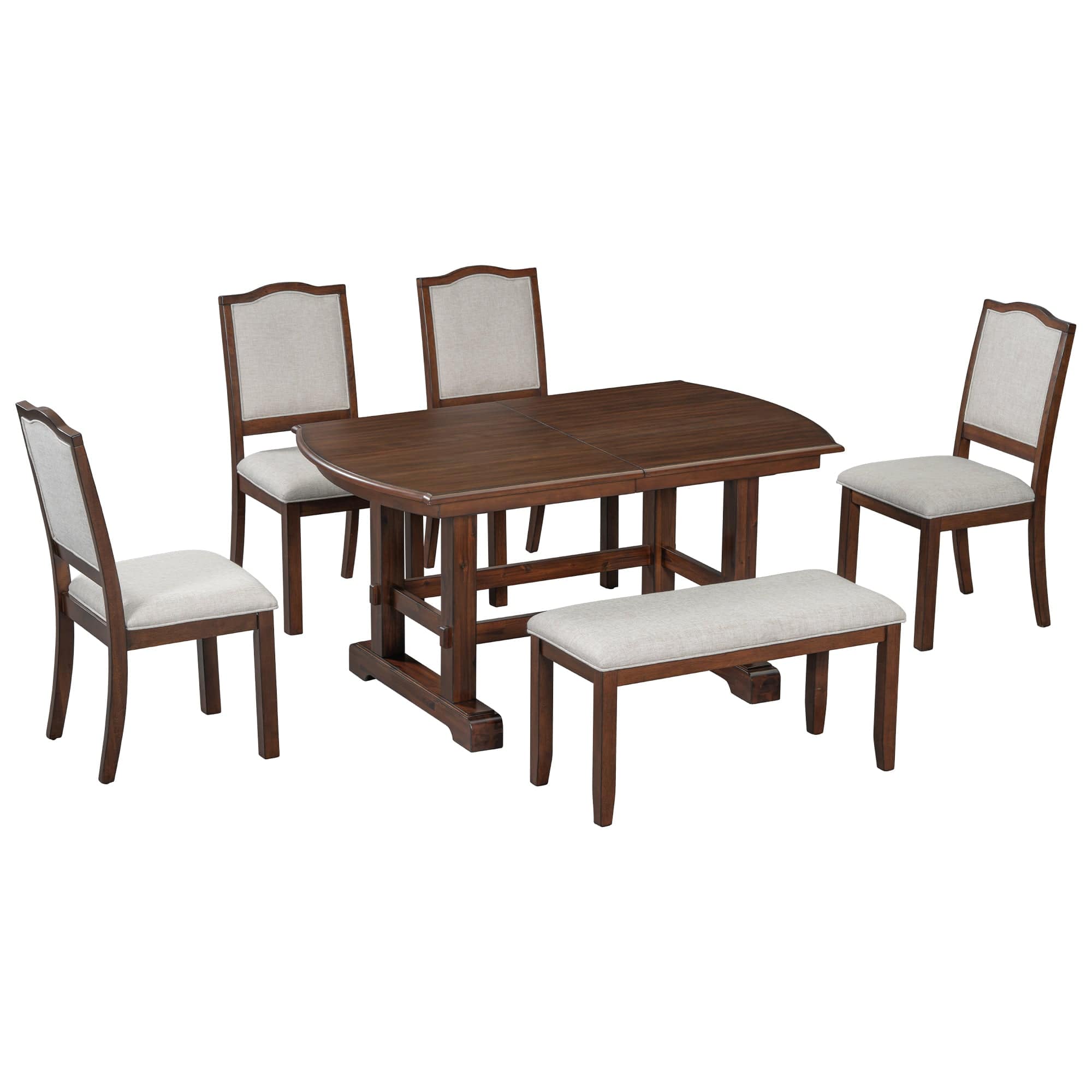 6-Piece Cherry Wood Dining Set – Extendable Table with Removable Leaf | Cozy Cove Furniture | N752S0000097AAD
