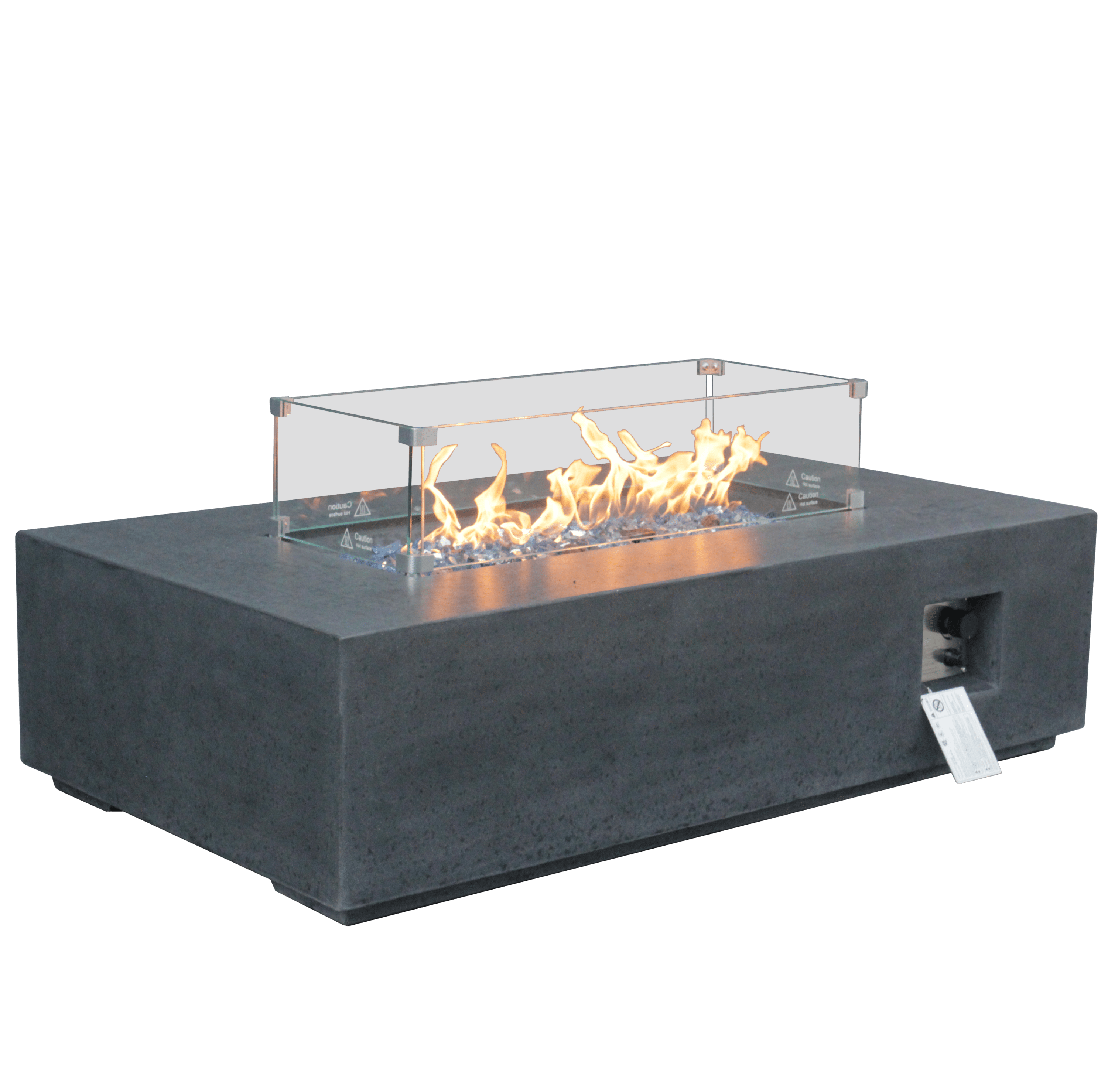 52-Inch Outdoor Concrete Propane Gas Fire Pit Table in Dark Gray | Cozy Cove Furniture