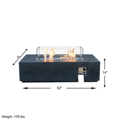 52-Inch Outdoor Concrete Propane Gas Fire Pit Table in Dark Gray | Cozy Cove Furniture