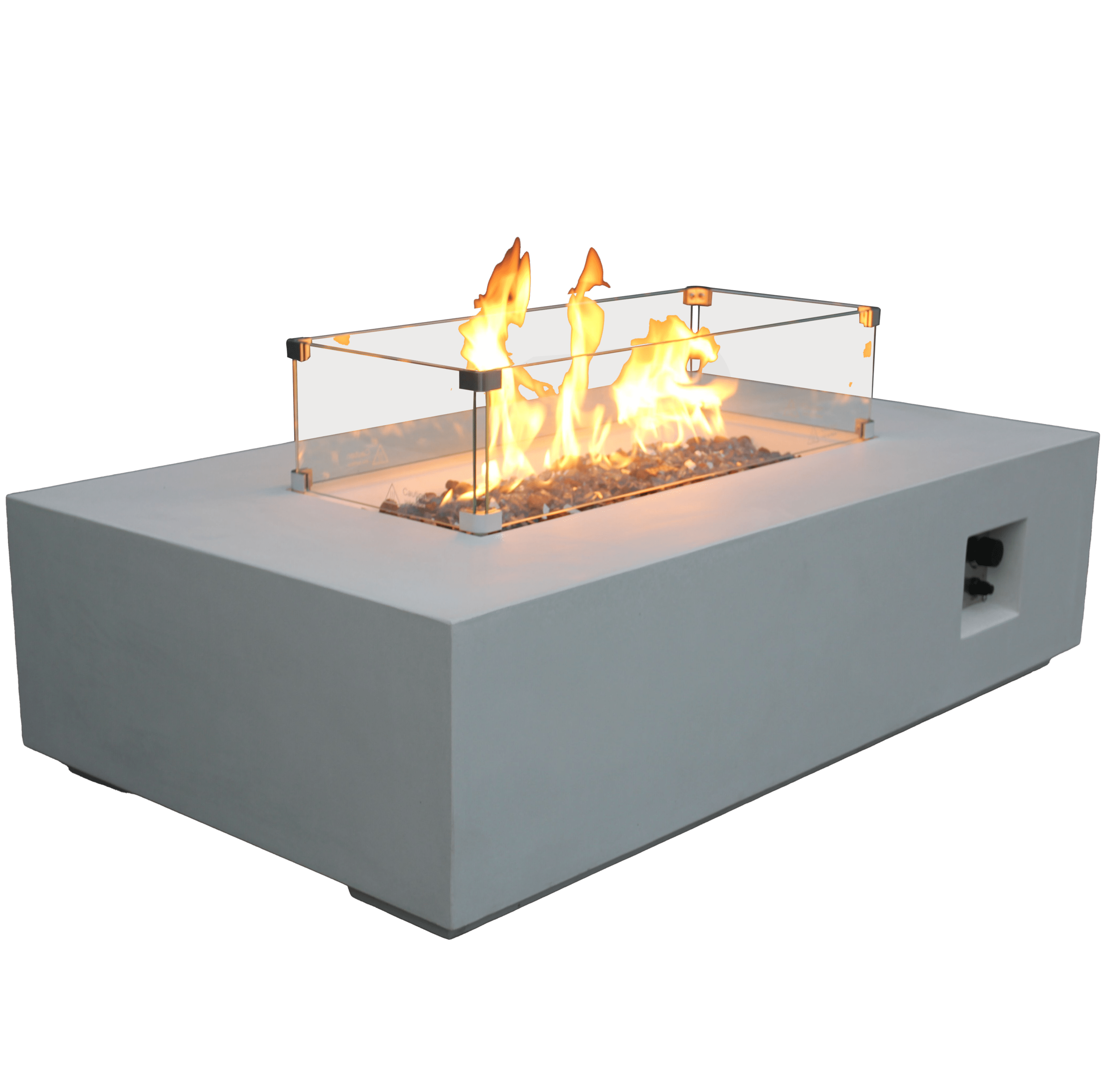 52-Inch Outdoor Concrete Propane Gas Fire Pit Table in Antique White | Cozy Cove Furniture