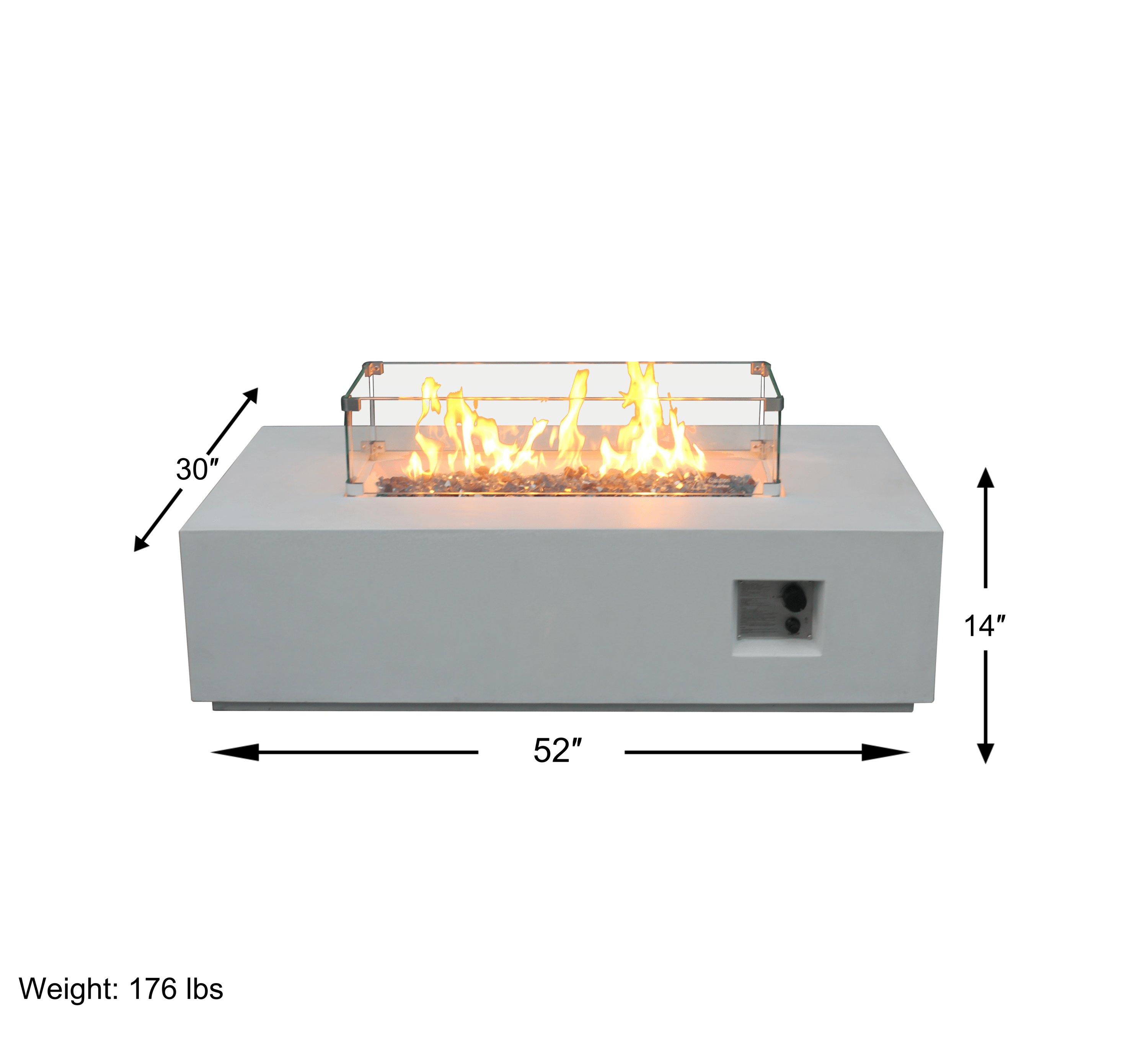 52-Inch Outdoor Concrete Propane Gas Fire Pit Table in Antique White | Cozy Cove Furniture