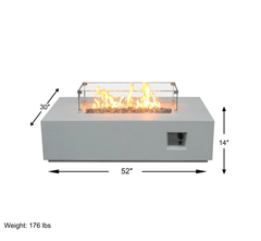 52-Inch Outdoor Concrete Propane Gas Fire Pit Table in Antique White | Cozy Cove Furniture
