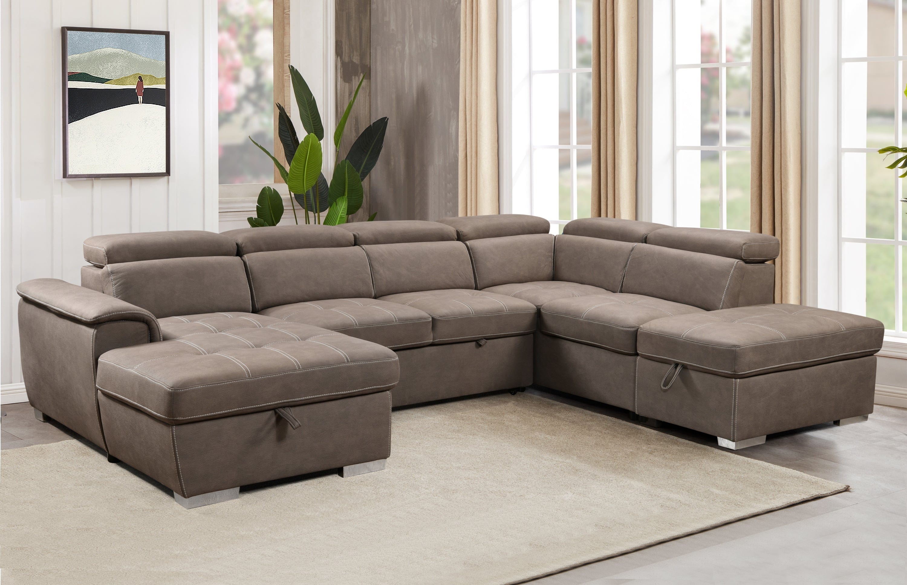 The Cove Luxe | U-Shaped Convertible Sectional with Dual Storage & Sleeper