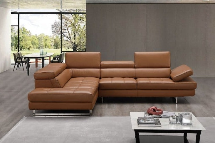 J&M A761 Italian Leather Sectional in Caramel 17855211 - Cozy Cove Furniture
