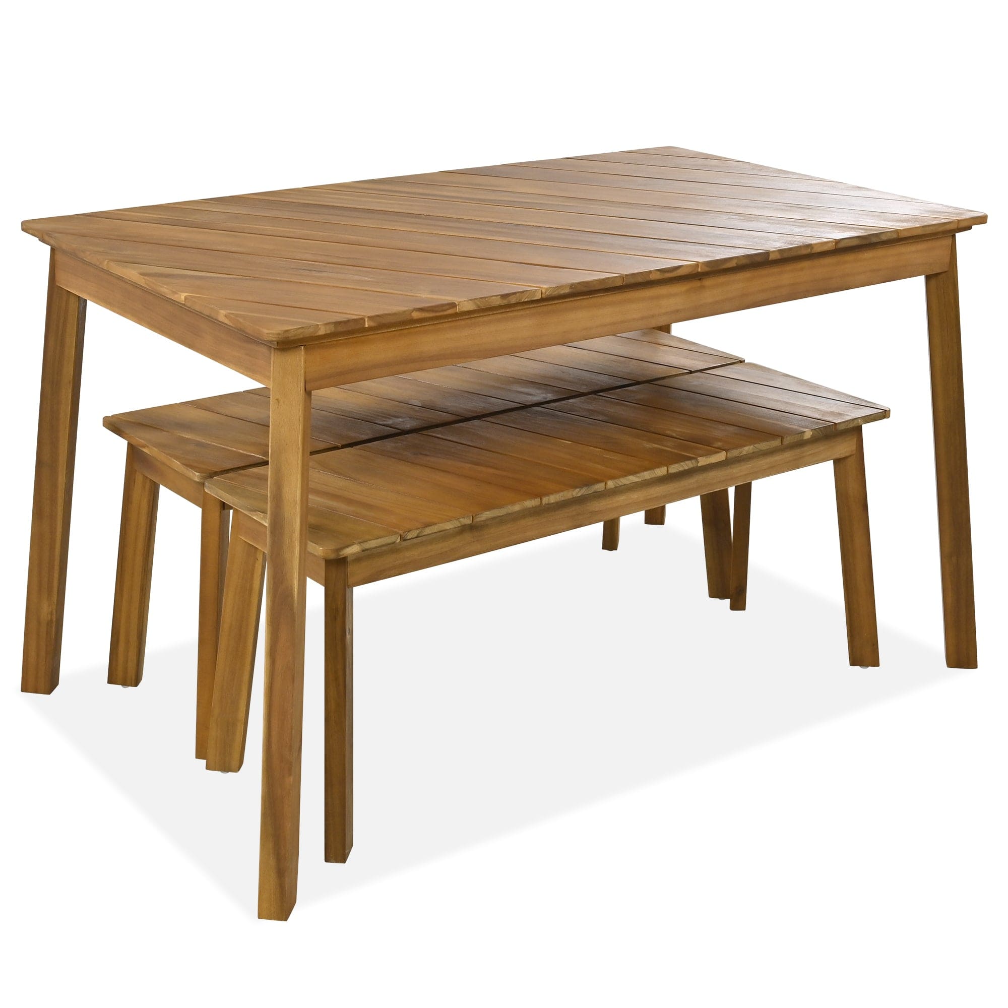 Eco-Friendly 3-Piece Acacia Wood Dining Set with Benches | Cozy Cove Furniture
