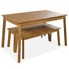 Eco-Friendly 3-Piece Acacia Wood Dining Set with Benches | Cozy Cove Furniture