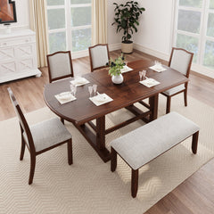 6-Piece Cherry Wood Dining Set – Extendable Table with Removable Leaf | Cozy Cove Furniture | N752S0000097AAD