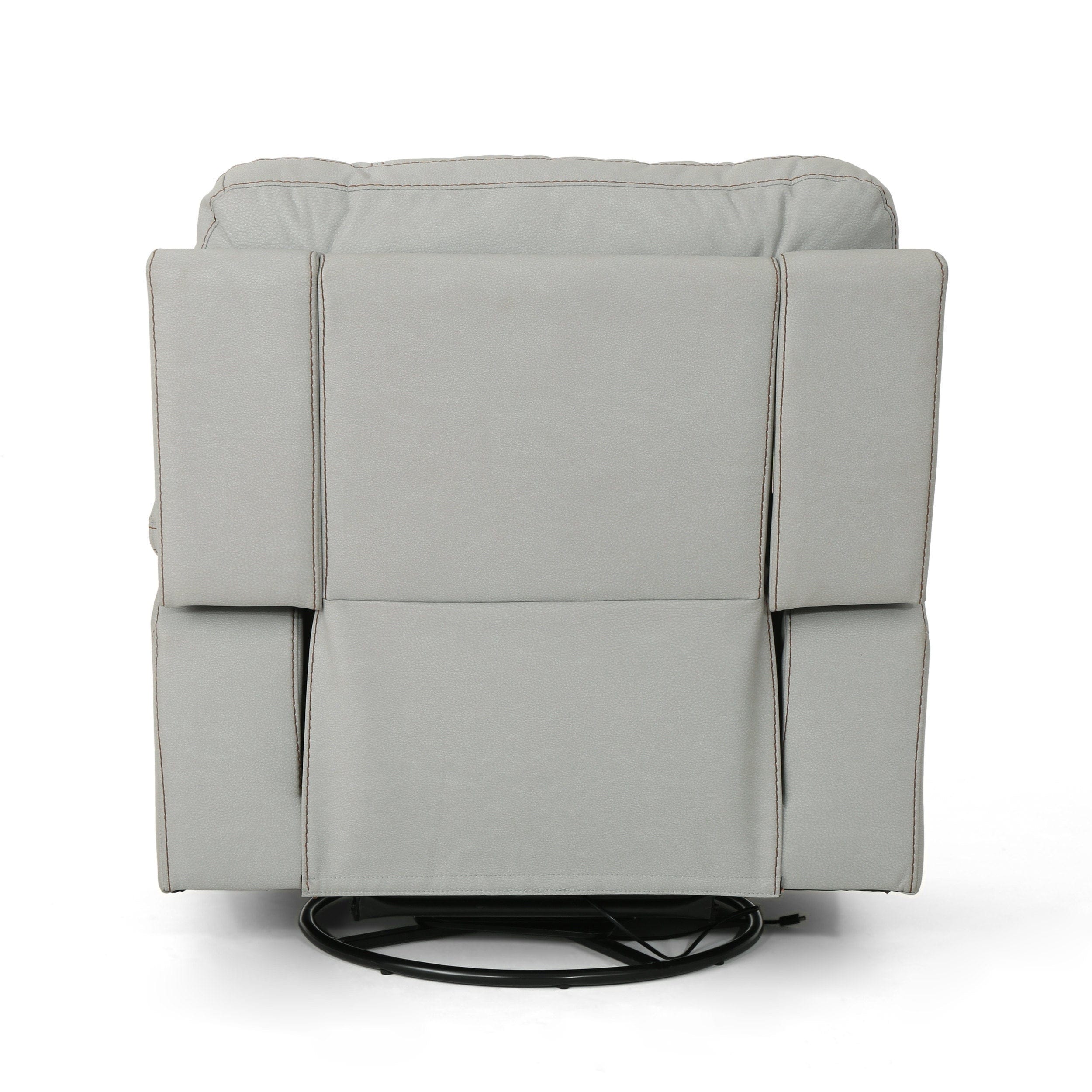 39.5" Wide Faux Leather Power Swivel Recliner with USB Port | Cozy Cove Furniture