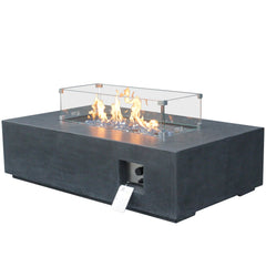 52-Inch Outdoor Concrete Propane Gas Fire Pit Table in Dark Gray | Cozy Cove Furniture
