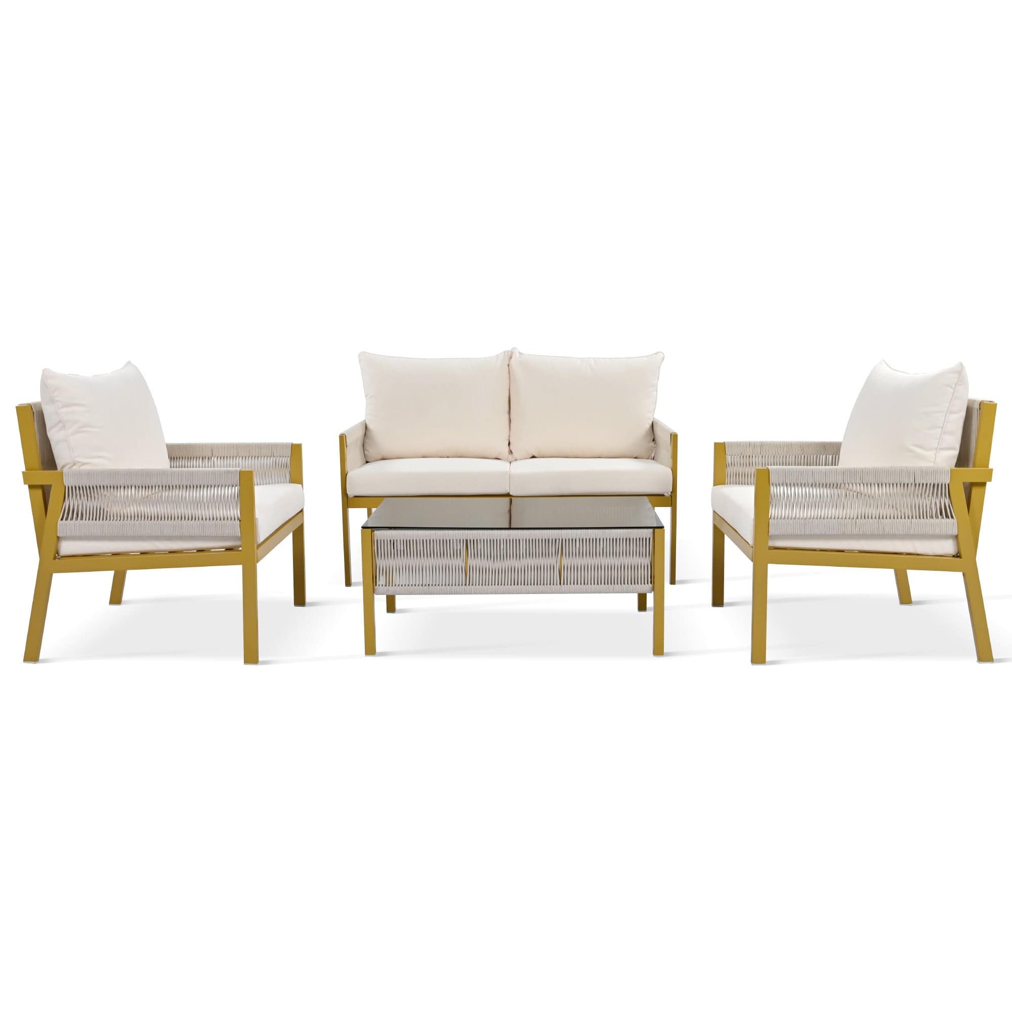 4-Piece Boho Patio Set with Stylish Rope Weave | Cozy Cove Furniture
