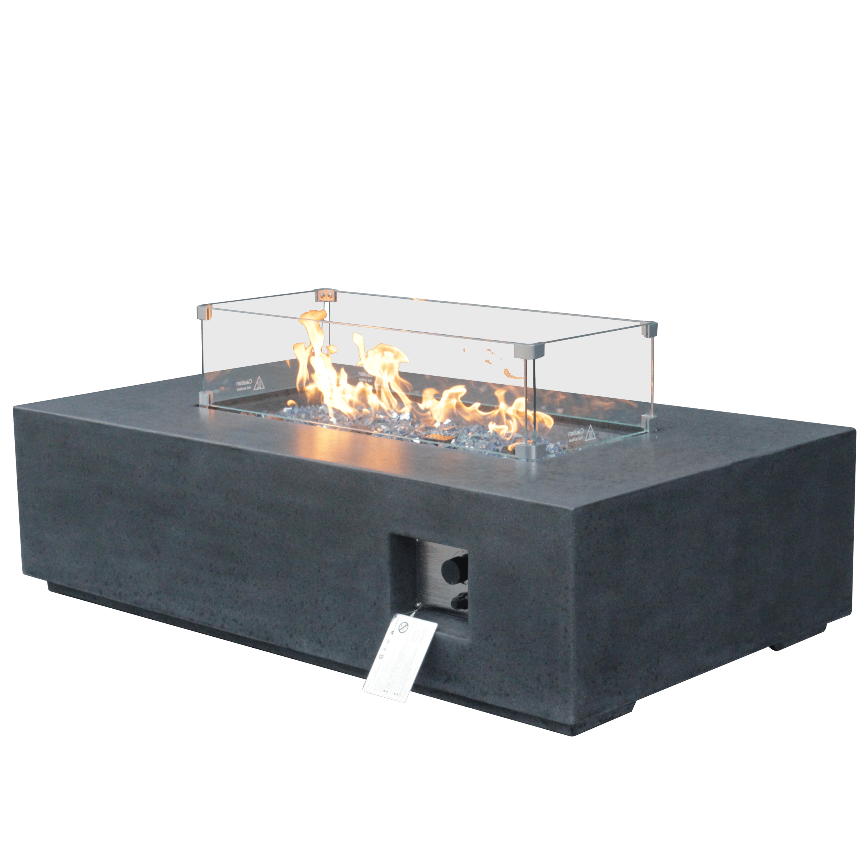 52-Inch Outdoor Concrete Propane Gas Fire Pit Table in Dark Gray | Cozy Cove Furniture