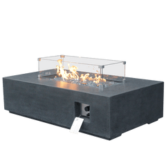 52-Inch Outdoor Concrete Propane Gas Fire Pit Table in Dark Gray | Cozy Cove Furniture