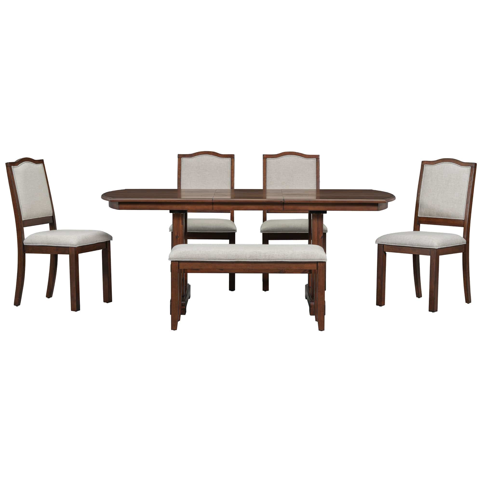 6-Piece Cherry Wood Dining Set – Extendable Table with Removable Leaf | Cozy Cove Furniture | N752S0000097AAD