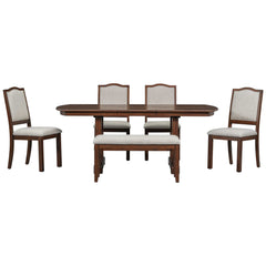 6-Piece Cherry Wood Dining Set – Extendable Table with Removable Leaf | Cozy Cove Furniture | N752S0000097AAD