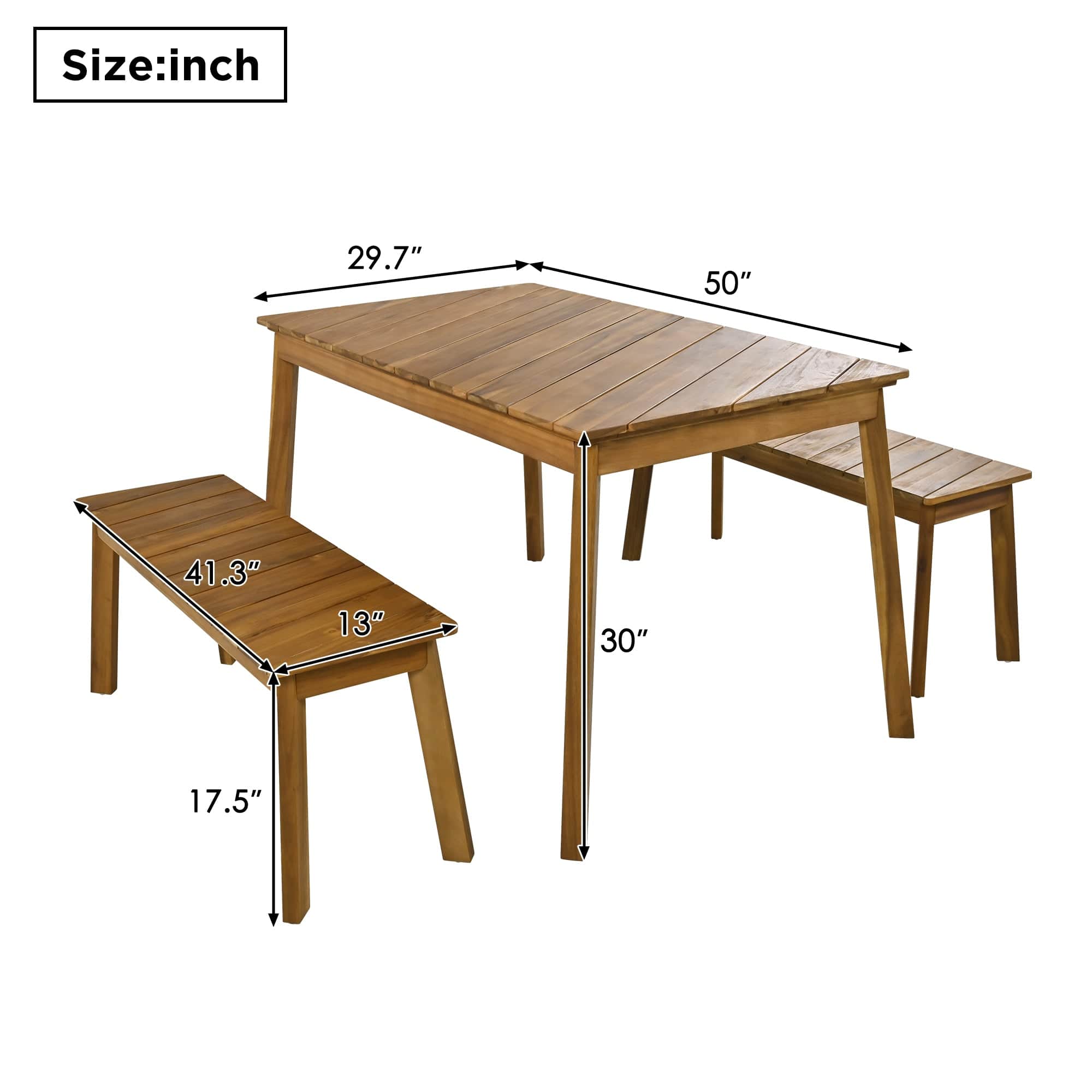 Eco-Friendly 3-Piece Acacia Wood Dining Set with Benches | Cozy Cove Furniture