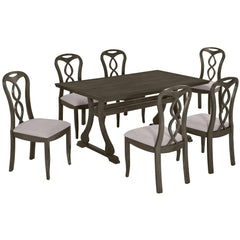 Elegant 7-Piece Retro Trestle Dining Set | Cozy Cove Furniture | SP000053AAE