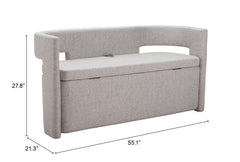 ZUO Papua Storage Bench 109994 Grey