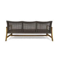 Hampton Wood + Wicker 3-Seater Outdoor Sofa | Cozy Cove Furniture