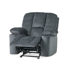 Luxurious Manual Recliner Chair in Silver with Skin-Friendly Fabric and Dual Cup Holders | Cozy Cove Furniture