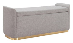 Zuo Dobo Storage Bench in Grey with Gold Base 109995