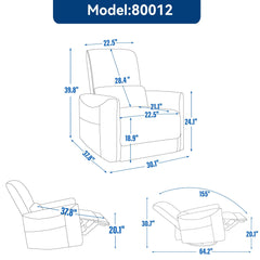 Beige Grey Leatheraire Swivel and Rocker Power Recliner Chair with USB & Type-C Ports | Cozy Cove Furniture