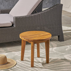 Outdoor 16" Acacia Wood Side Table with Teak Finish | Cozy Cove Furniture