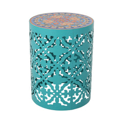 Castana Rattan and Fabric Side Table in Teal | Cozy Cove Furniture