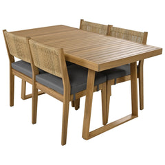 U_Style Multi-Person Outdoor Acacia Wood Dining Table and Chair Set | Cozy Cove Furniture