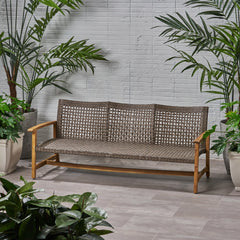 Hampton Wood + Wicker 3-Seater Outdoor Sofa | Cozy Cove Furniture