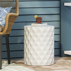 Outdoor Lightweight Concrete Side Table in Antique White | Cozy Cove Furniture