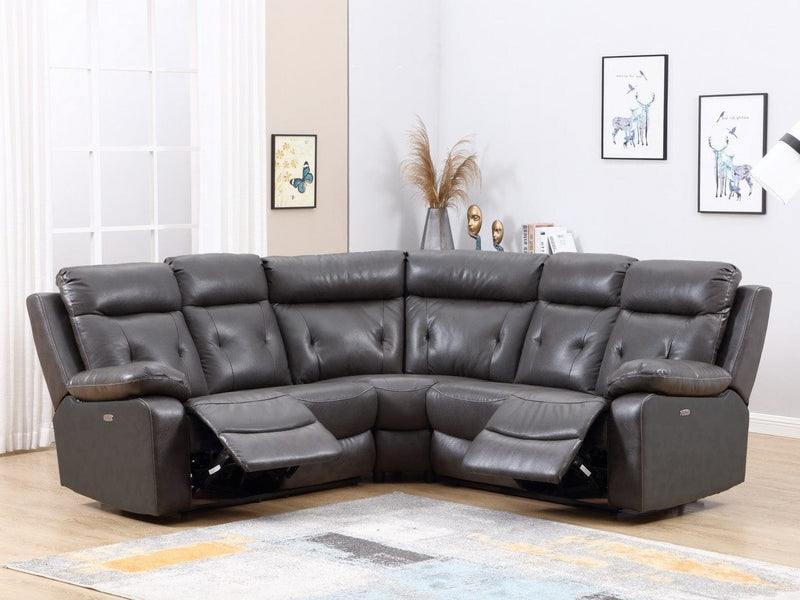 Homeroots Gray Faux Leather Reclining U Shaped Corner Sectional 343955