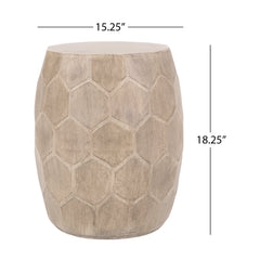 Outdoor Lightweight Concrete Side Table with Honeycomb Pattern in Natural | Cozy Cove Furniture