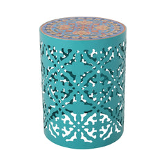 Castana Rattan and Fabric Side Table in Teal | Cozy Cove Furniture