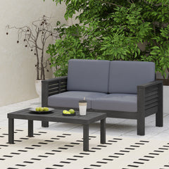 Acacia Wood Outdoor Loveseat and Coffee Table Set - Weather-Resistant & Family-Friendly | Cozy Cove Furniture