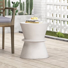 Outdoor Lightweight Concrete Side Table in Antique White | Cozy Cove Furniture