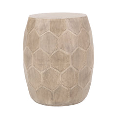 Outdoor Lightweight Concrete Side Table with Honeycomb Pattern in Natural | Cozy Cove Furniture