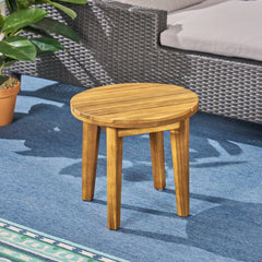 Outdoor 16" Acacia Wood Side Table with Teak Finish | Cozy Cove Furniture